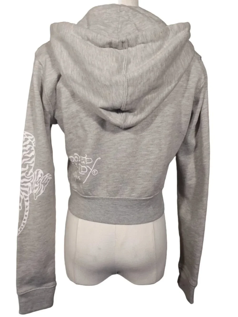 Ed Hardy "Tiger and Rose" Crop Gray Jacket (L) - Picture 5 of 6